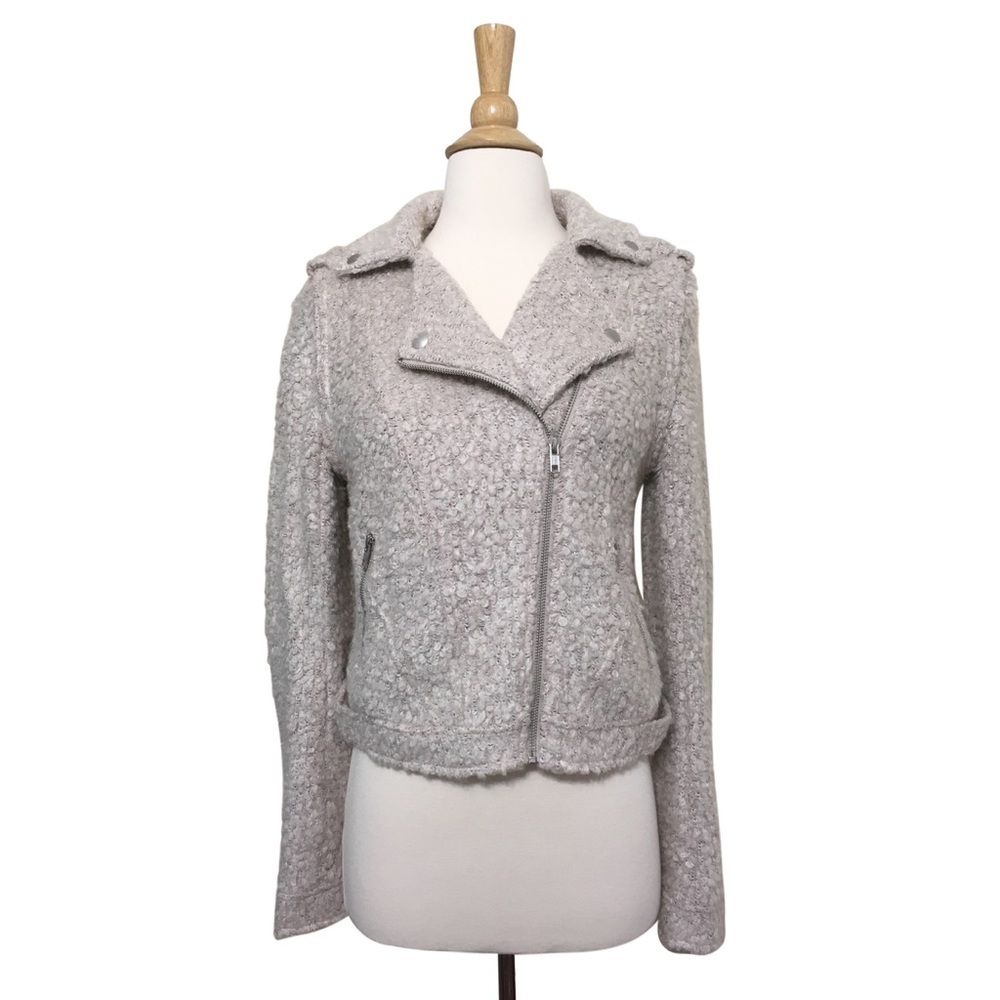 💥 SALE Anthropologie Zip Front Fuzzy Moto Jacket - Picture 2 of 4